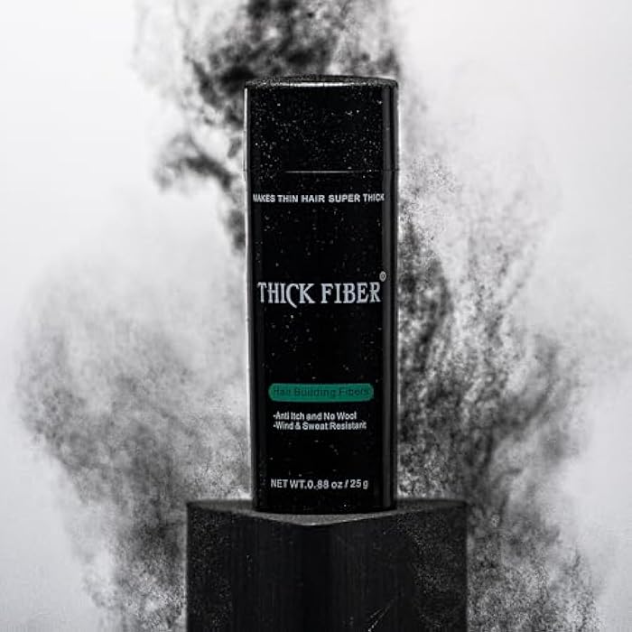 THICK FIBER Hair Fibres (Pack of 1, BLACK) | Powder for Thinning 25g Bottle Makes Thin Look Thicker in Seconds with loss Concealer Women & Men - Image 2